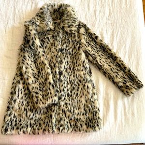 J. Crew Faux fur Leopard Coat